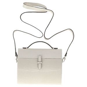 Hunting Season Top Handle Crossbody Bag in White Leather